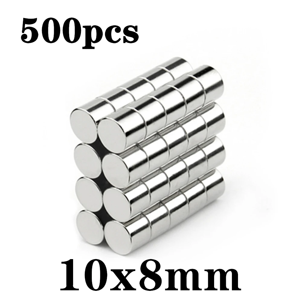 

500pcs Neodymium N35 Dia 10x8mm Strong Magnets Tiny Disc NdFeB Rare Earth For Crafts Models Fridge Sticking magnet 10x8mm