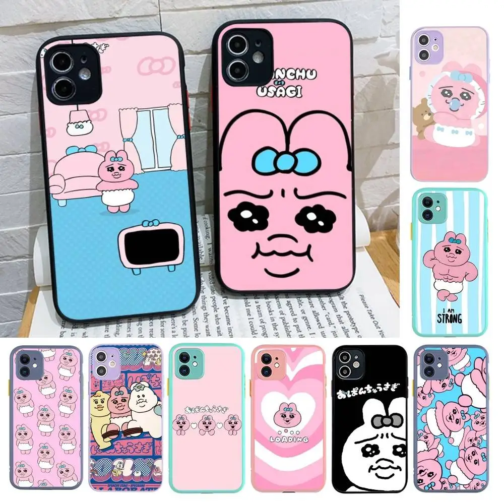 Милый чехол Opanchu U-Usagi для iPhone 16 15 14 Plus 13 12 11 Pro Max X XS MAX, полупрозрачный матовый противоударный чехол