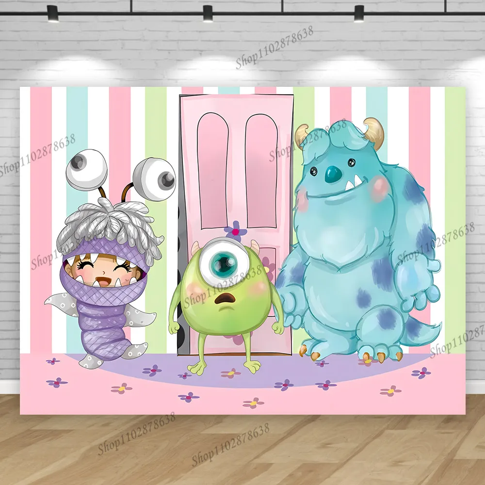 Monsters Inc University Theme Boo Girl Happy Birthday Party Background Baby Shower Photography Pink Room Decor Supplies Poster