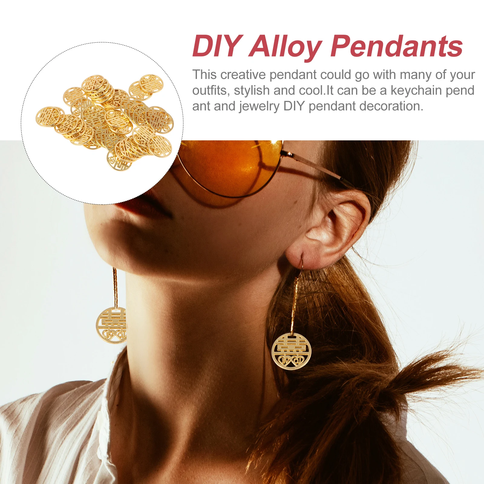 

100 Pcs Gold Pendant Chinese Wedding Decoration Accessories nament DIY Jewelry Pendants Stylish Cool Alloy Durability Long Term