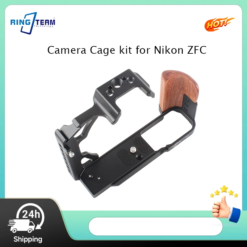 

Camera Cage for Nikon ZFC Arca Quick Release L Plate Bracket Wooden Ergonomic Grip Horizontal Vertical Switch Vlogging Setup