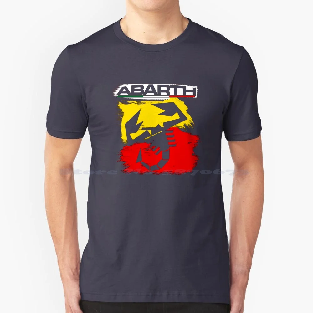 Abarth Escorp , Con Fondo Estilo Pintura T Shirt 100% Cotton Tee Abarth Escorpion Rojas Negras Check Marks Deportivo Racing