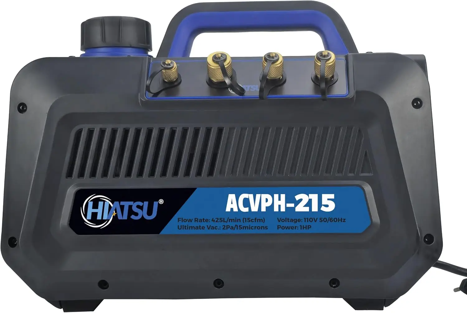 ACVPH-215 15 CFM Dual Stage Air-Cooled Vacuum Pump for HVAC/R Systems, 110V, 1 HP, 15 Microns, 1/4” 3/8” SAE & 1/2” ACME Ports