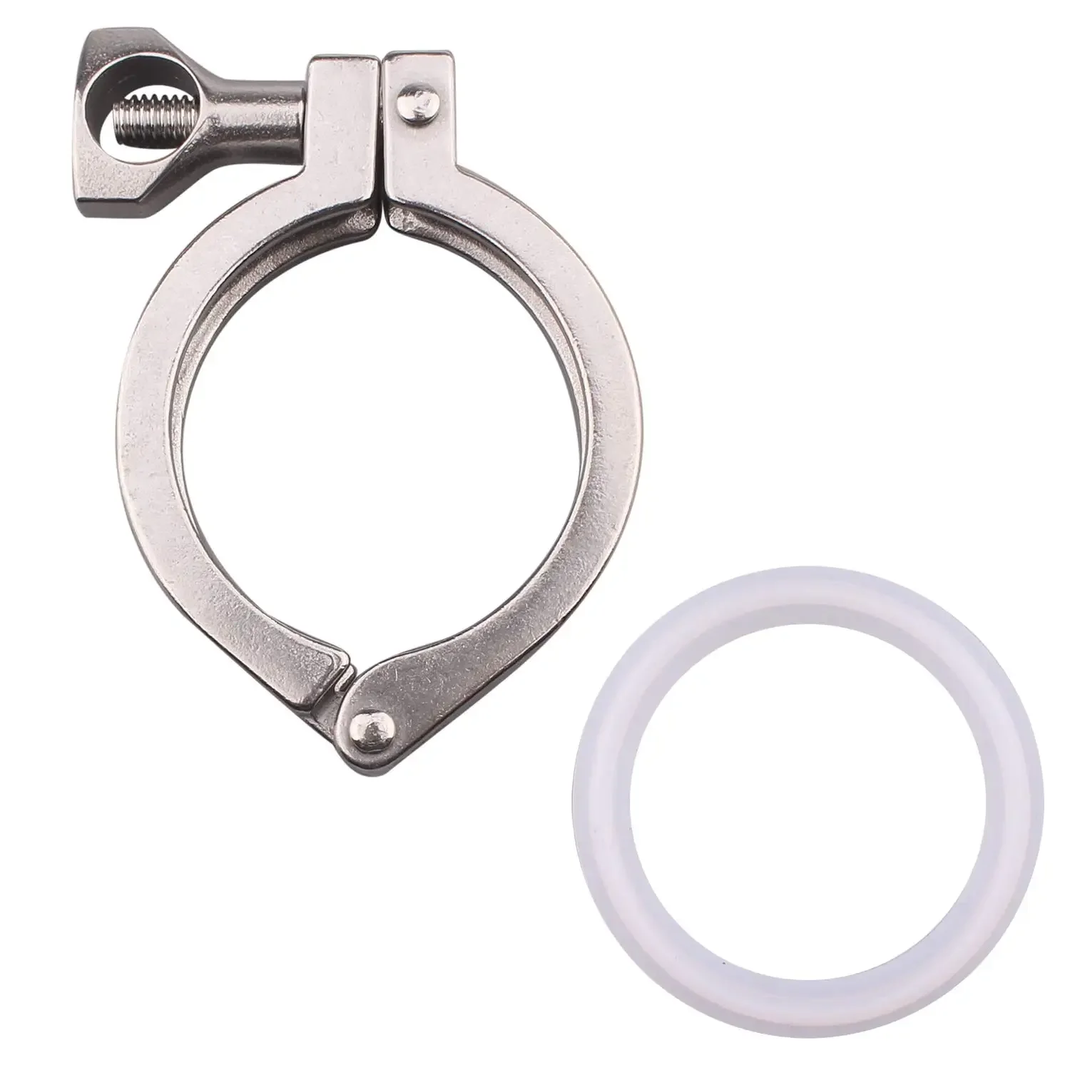 

DERNORD 1.5/2" Tri Clamp with Silicone Gasket 50.5/64mm Ferrule Stainless Steel 304 Tri Clover Sanitary Fitting for Home Brewing