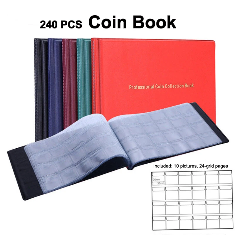 

1 Piece Coin Collection Holder Album 120/240 Pockets Coin Collection Book Commemorative Coin Organizer Storage