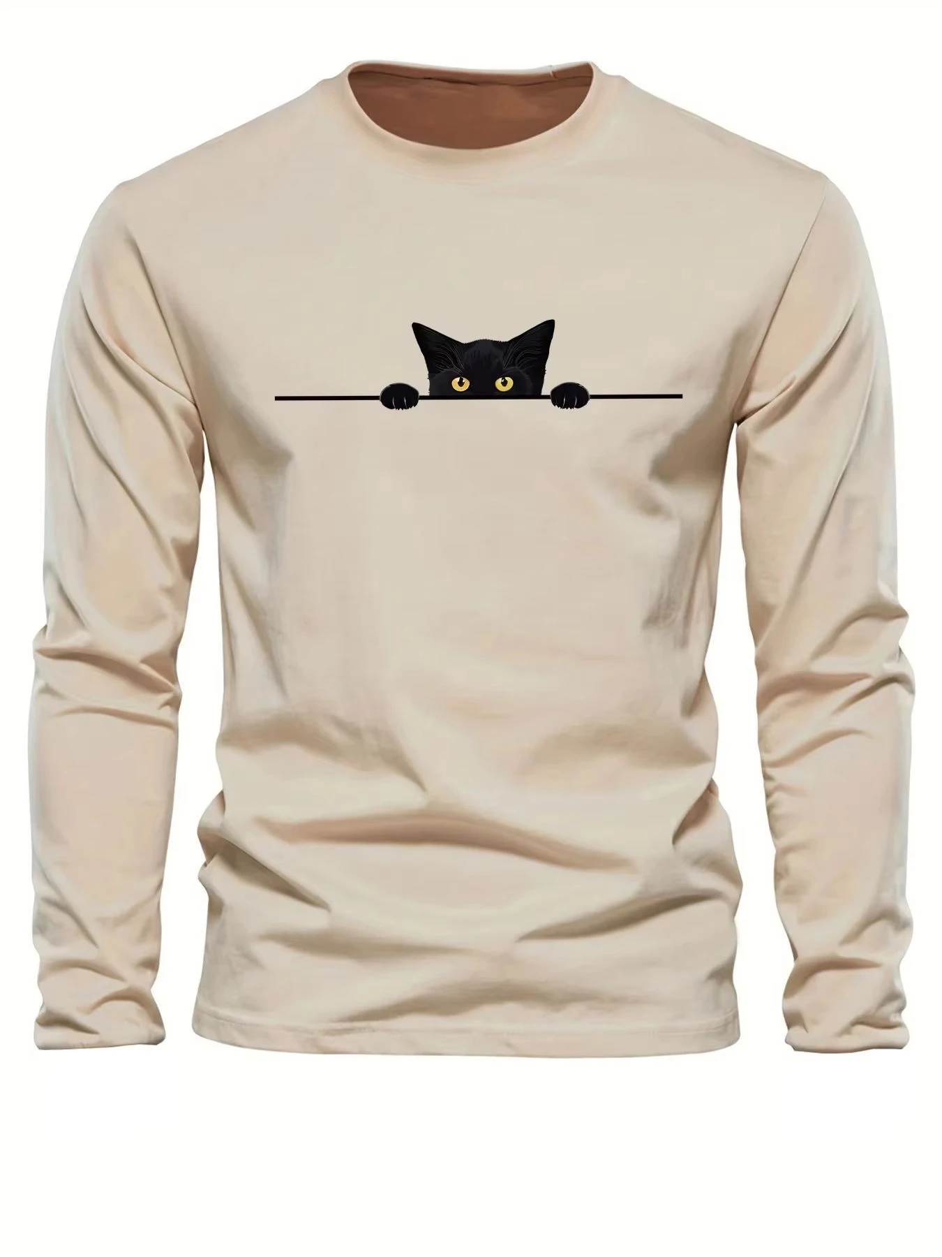2026 Neues Herren-Langarm-T-Shirt für Frühling und Herbst mit Streetwear-Mode und Komfort sowie 3D-Kätzchen-Muster-Druck – Detail 7