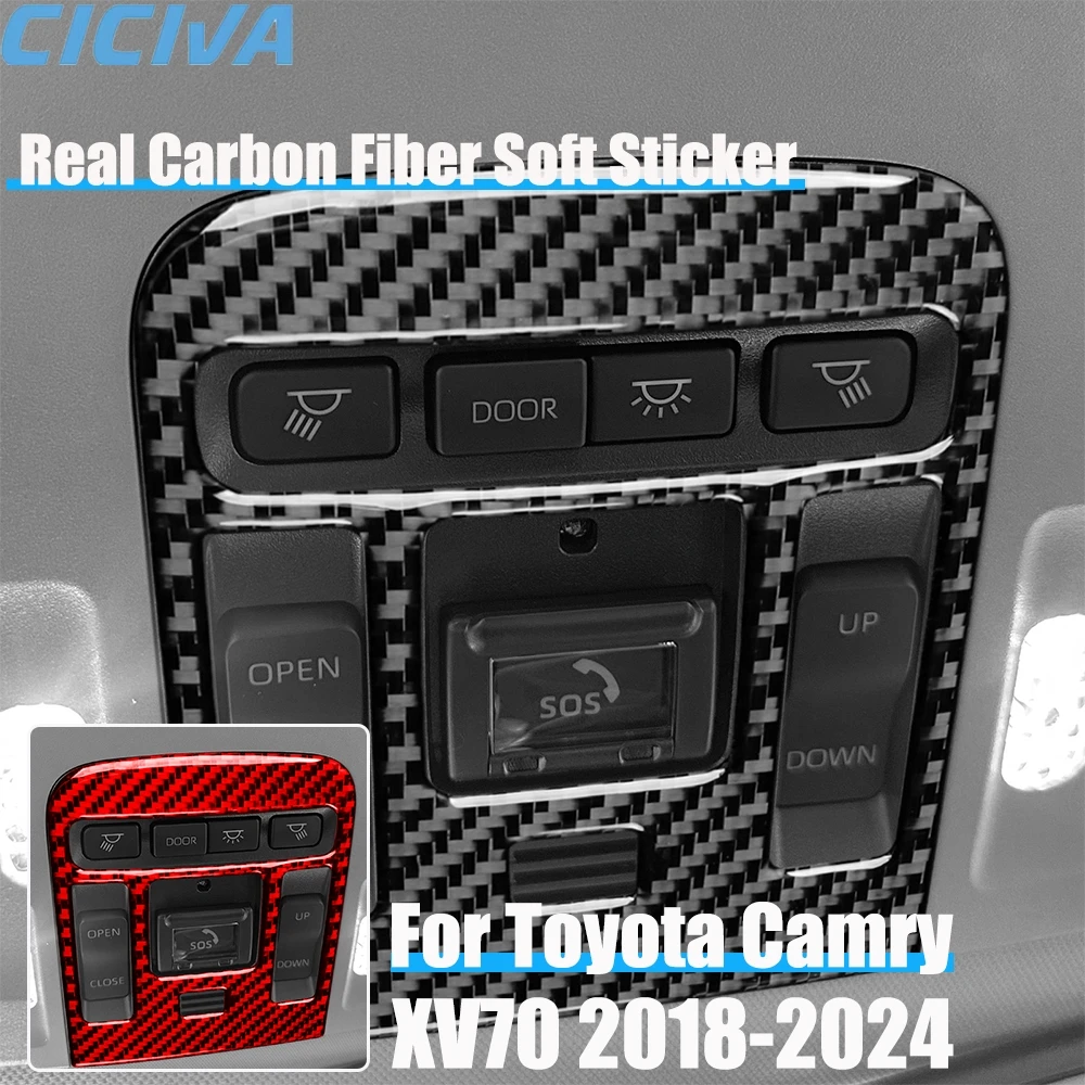 

Carbon Fiber Car Accessories Reading Light Button Cover Soft Sticker For Toyota Camry XV70 2018 2019 2020 2021 2022 2023 2024
