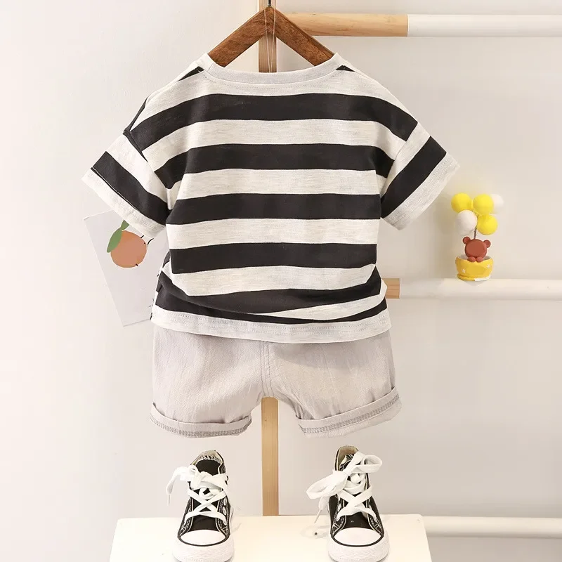 Summer boys clothes children Sets Casual striped short-sleeved T-shirt kids shorts clothing 2 pieces