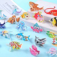 30Pcs Cute Ocean Animal DIY Paper Jigsaw Puzzles Toy for Kids Birthday Party Favors Kindergarten Gift Baby Shower Pinata Fillers