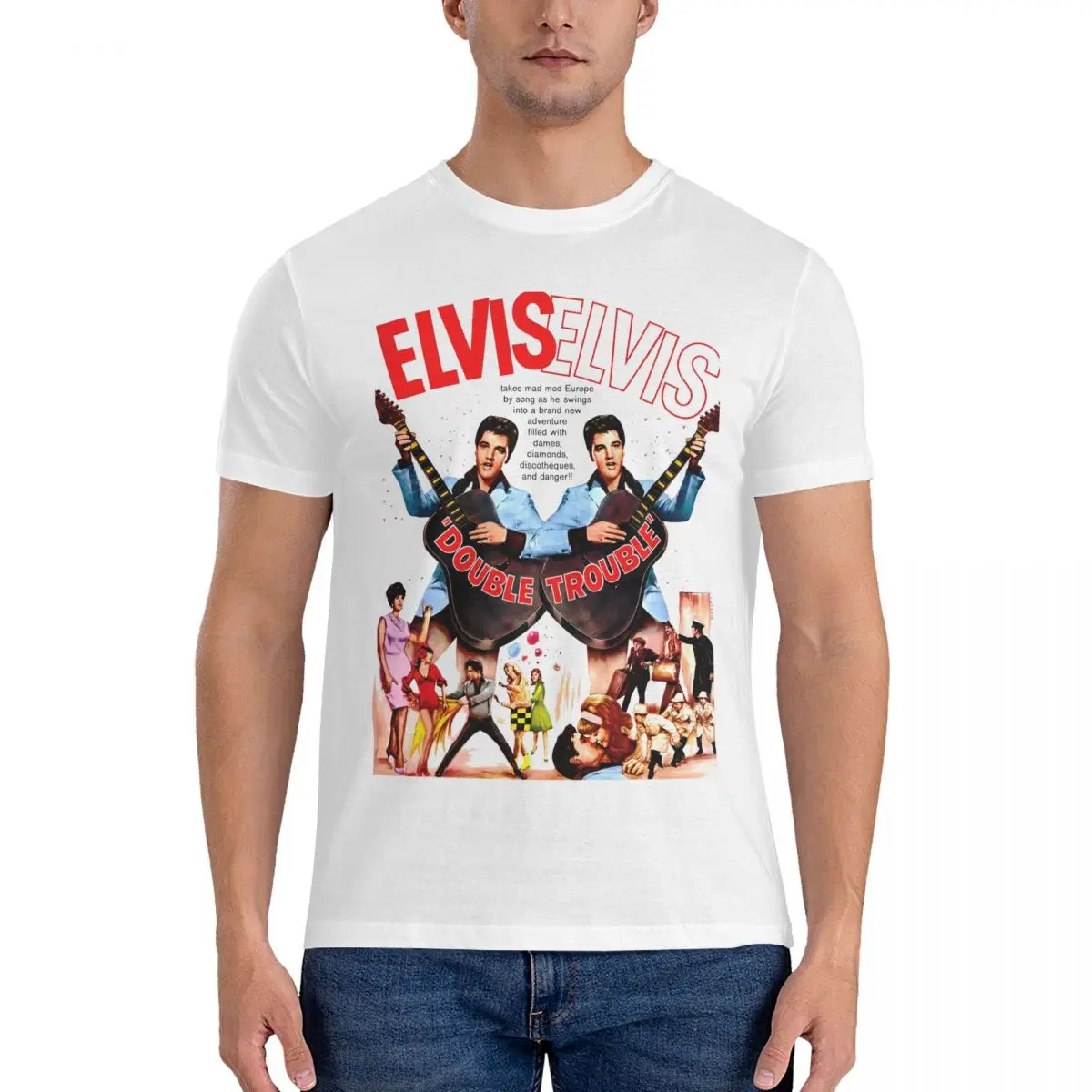 Men Poster T Shirt E-Elvis Singer Presley 100% Cotton Clothes Novelty Short Sleeve Round Collar Tee Shirt New Arrival T-Shirts