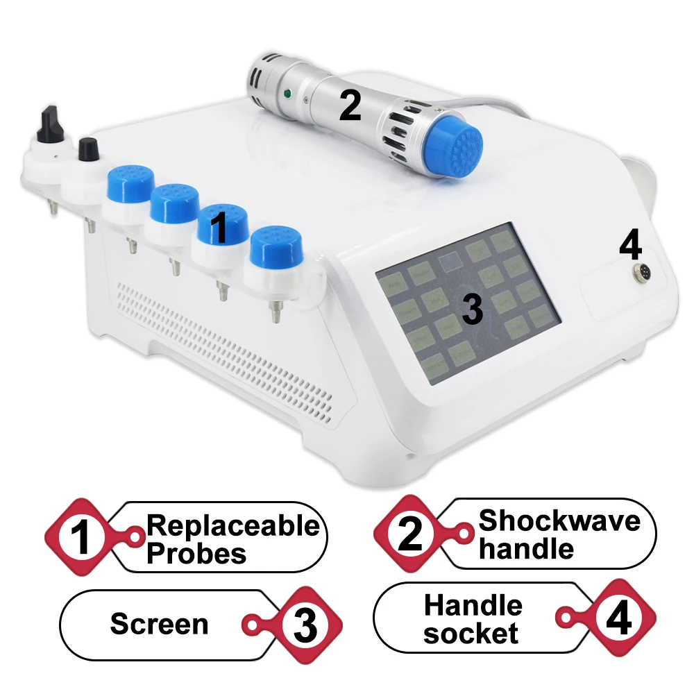 300MJ Shockwave Therapy Machine With 7 Heads ED Treatment Pain Relief Relax Physiotherapy Body Massager