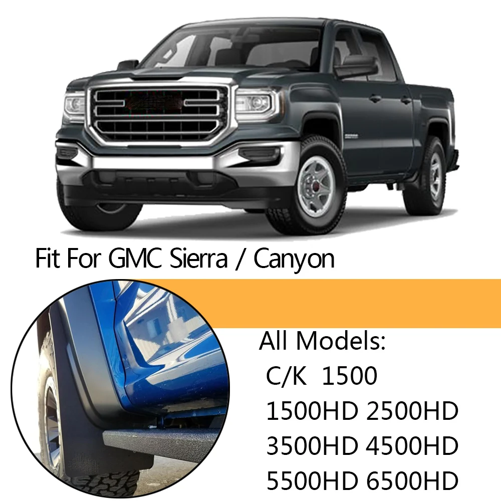 For GMC C/K Sierra Canyon 1500 2500 1500HD 5500HD 6500HD HD C3 Denali Mud Flaps Mudflaps Splash Guards Mudguards Fender Flares