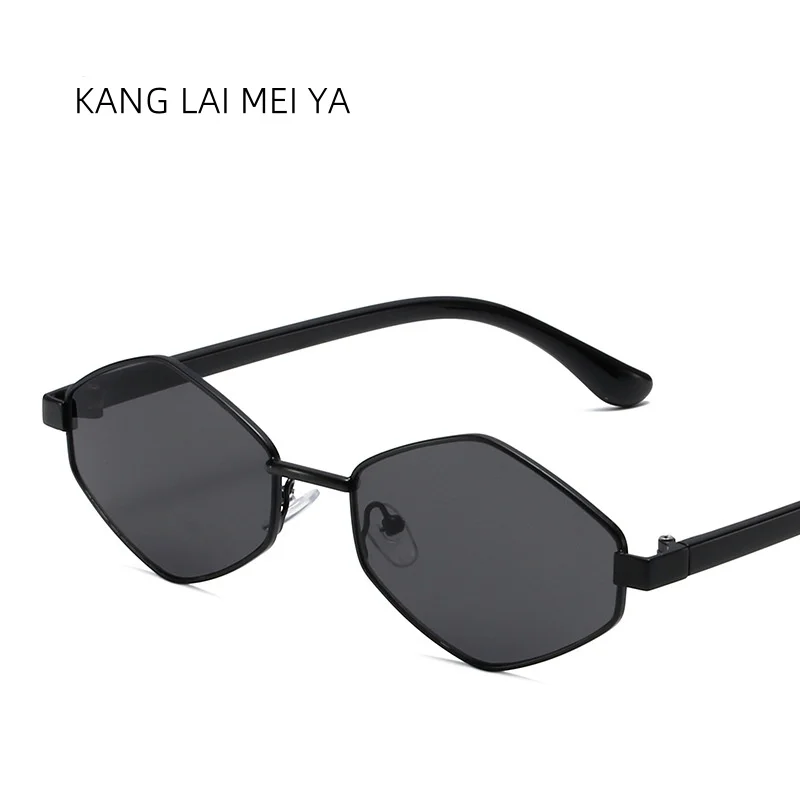 New diamond shaped full frame sunglasses, fashionable street photography, retro sunshade, metal glasses