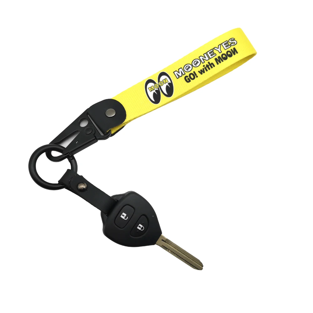 JDM Federclip Auto-Schlüsselanhänger Gelb MOONEYES Motorrad-Schlüsselring Persönlicher Modischer Stoff-Schlüsselanhänger JET-Tag Anhänger Zubehör – Detail 9