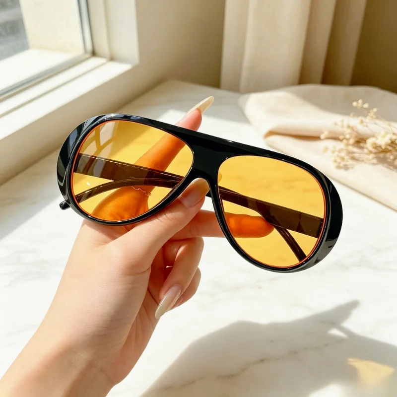 1/3Pcs Unisex Retro Large‑Frame Aviator Fashion Glasses Set, for Driving, Travel & Beach Vacations