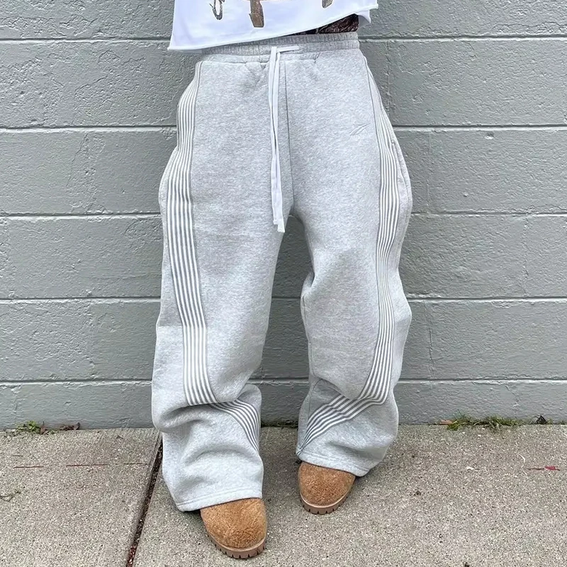 Pantalones de chándal góticos de estilo americano Y2K, pantalones holgados Retro con diseño a rayas, pantalones góticos de Hip Hop con cintura elástica para mujer, pantalones para correr Punk callejero