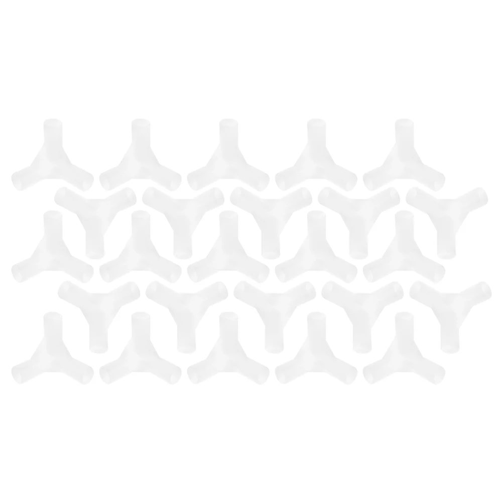 

25Pcs Outdoor Tent Accessories Plastic Three Way Connector for Canopy Frame Parts Stable Tent Camping Setup White