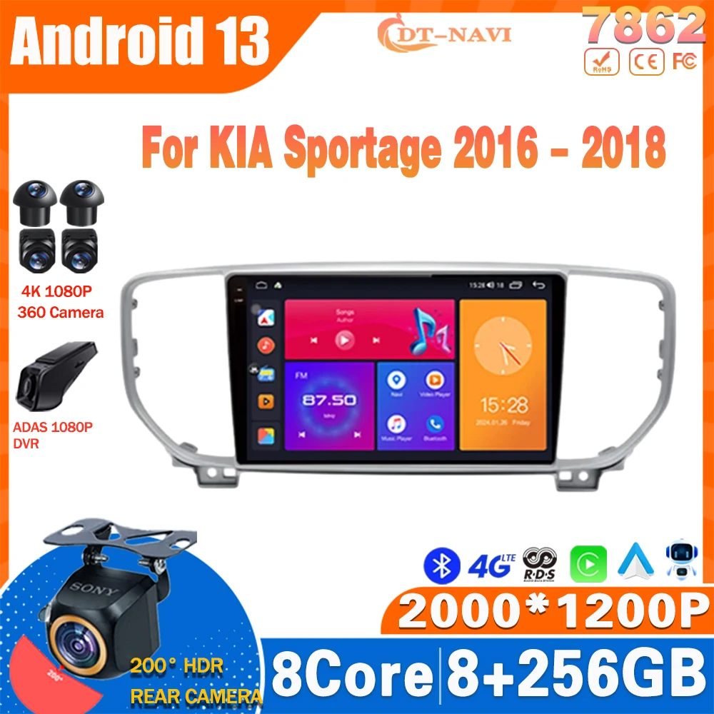 

Car Radio Stereo Android 13 For KIA Sportage 2016 2017 2018 Multimedia Video Player Carplay NO 2 Din Autoradio Audio GPS Screen