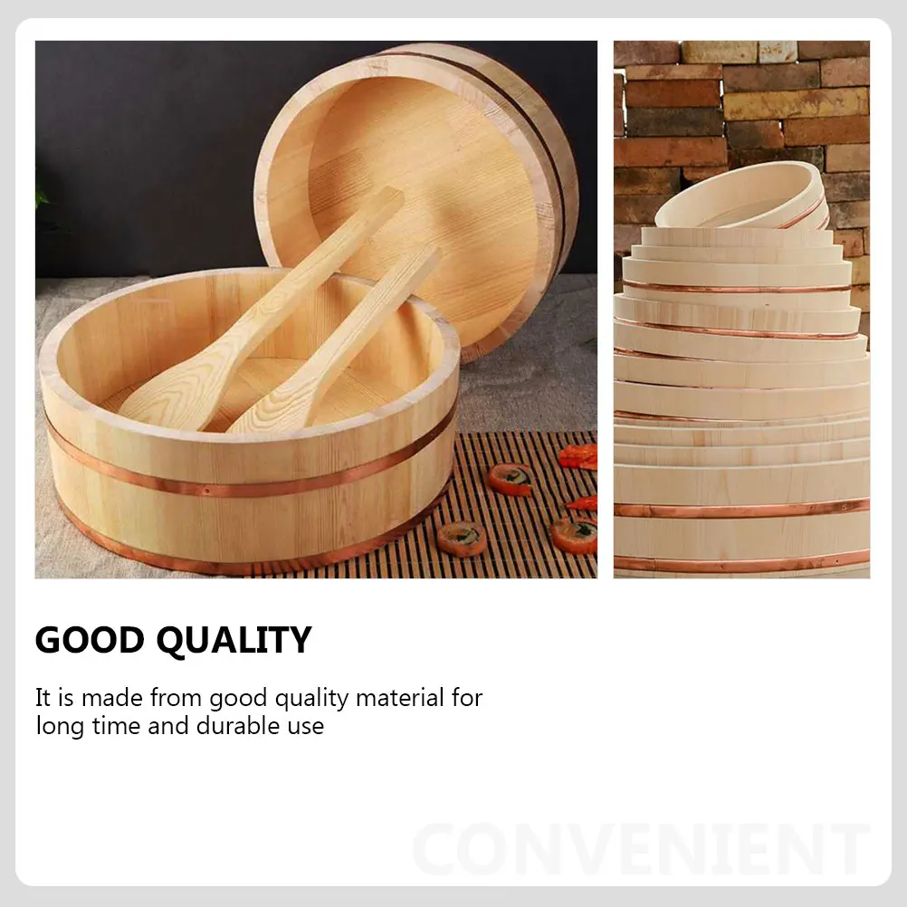 

Sushi Bucket Round Rice Tub Wood Barrel for Food Korean Bibimbap Serving Tray Restaurant Big Eater Moisture Absorbent