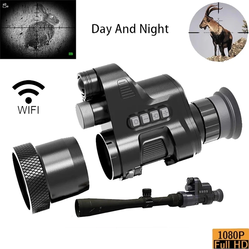 HD Digital Night Vision Sight Monocular Mounted on Scope, Spotting Reticle Aim Infrared Night Vision with Rangefinder forHunting