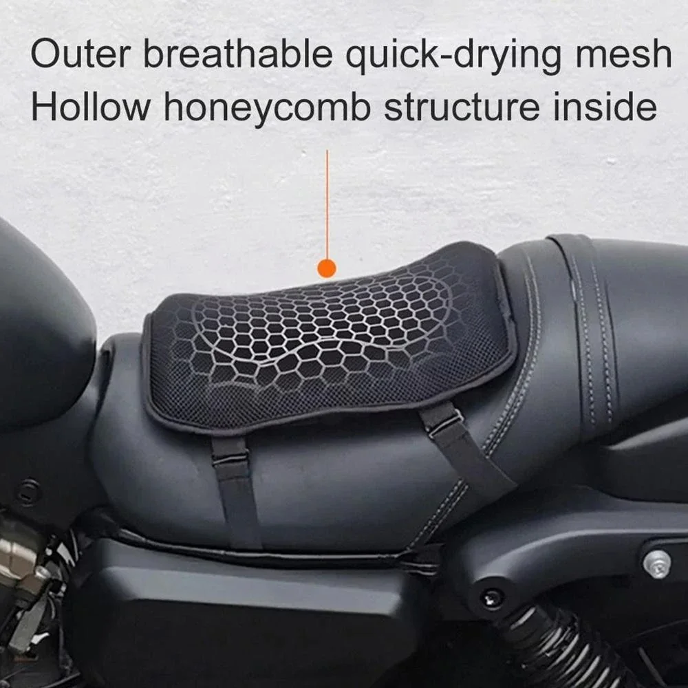 Motorcycle Gel Seat Cushion,Seat Cushion Available for Rear Passengers Honeycomb Structure Breathable Anti-Skid Shock Absorption