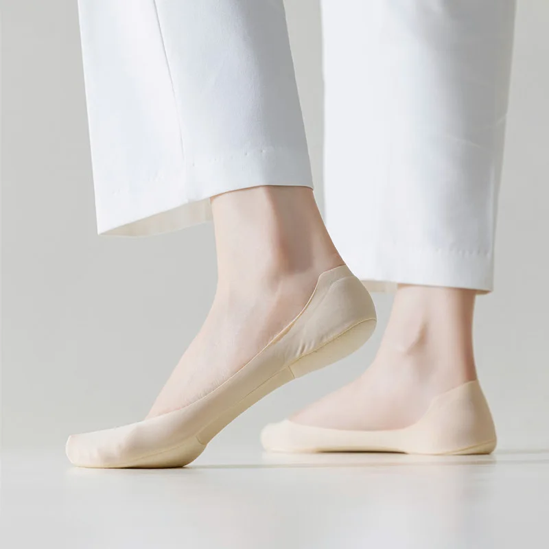 1/3/5 Paar Damen-Fußstoßdämpfende, unsichtbare Socken, Sommer, atmungsaktiv, bequem, elastisch, rutschfest, einfarbig, lässige Socken – Detail 7