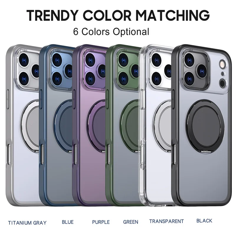 

Magnetic Phone Case for iPhone 17 Pro Max 16 Plus 15 14 13 12 11 Protective Case MagSafe Rotating Bracket Shock Proof Cover