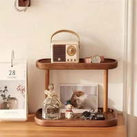 2-Tiers Wooden Storage Shelf Desktop Organizer Desktop Cosmetic Storage Box Dressing Table Storage Rack Bedroom Accessories