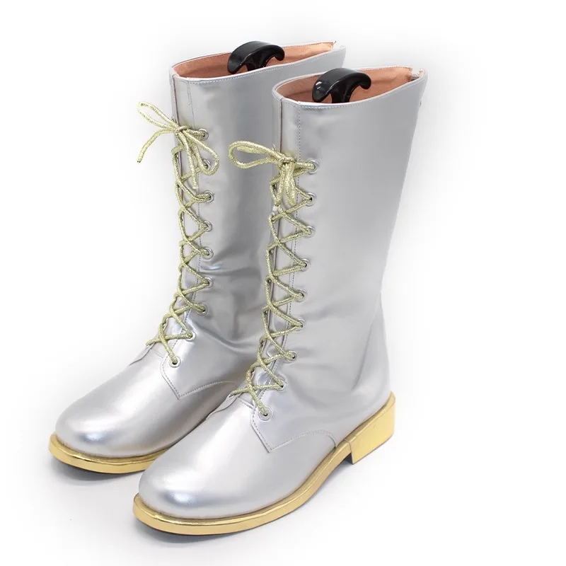 Zoey cosplay sapatos botas prateadas jogo kpop caçadores de demônios role play desempenho adereços para mulheres meninas