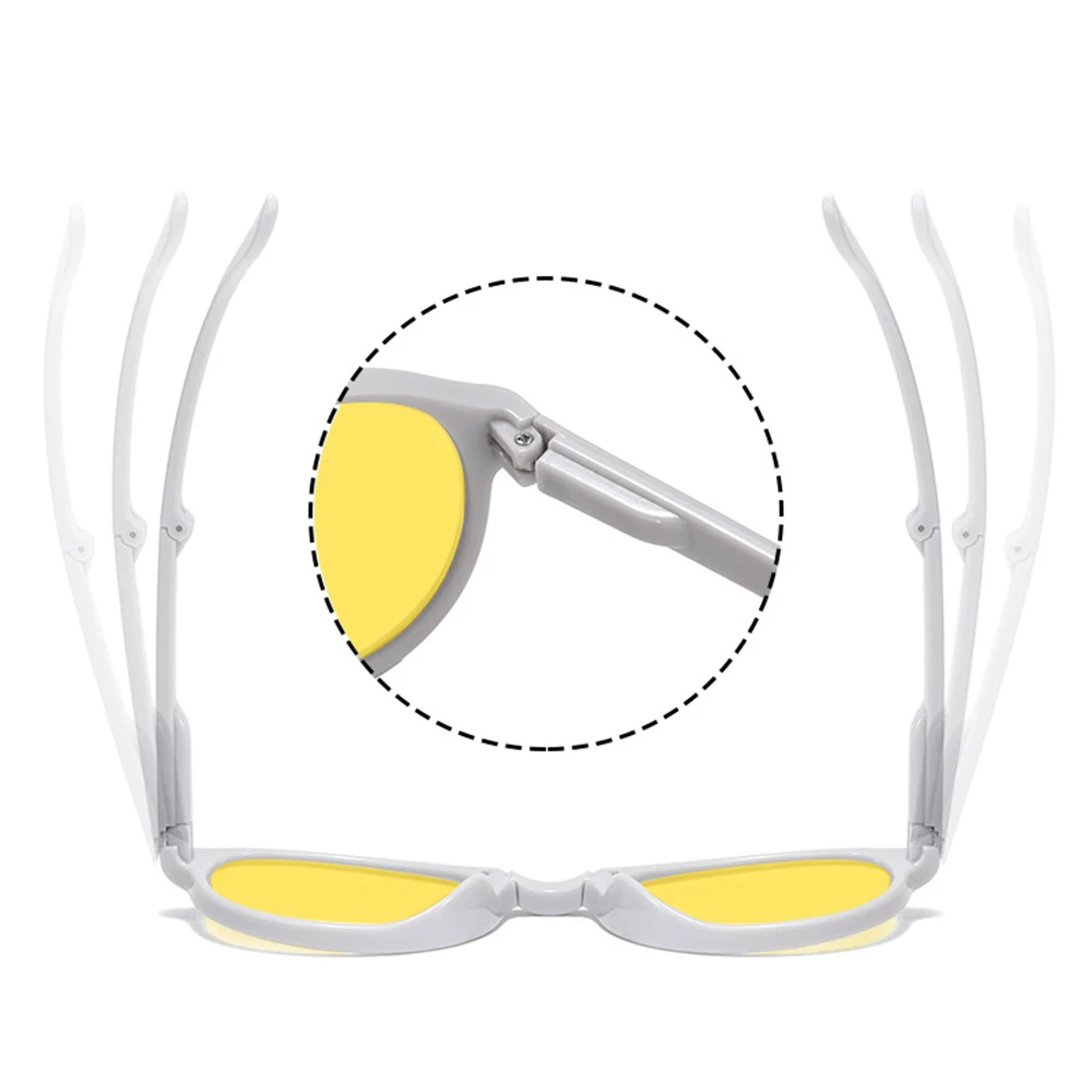 Portable Fold Night Vision Blue Light Proof Glasses Men Computer Competitive Game Eye Protection flat mirror For Night Driving