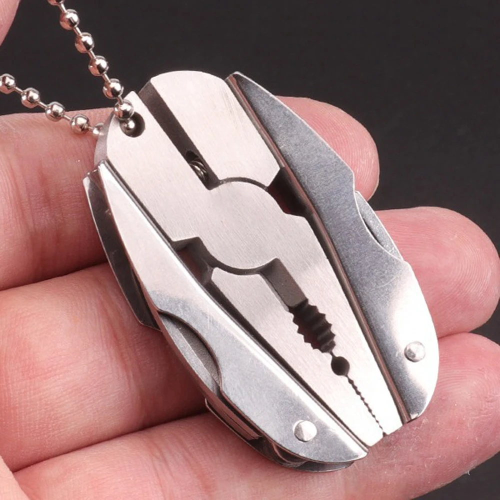 6 في 1 المحمولة الفولاذ المقاوم للصدأ متعددة أداة كماشة سكين المفاتيح مفك السفر أطقم مثالية للاستخدام في الهواء الطلق