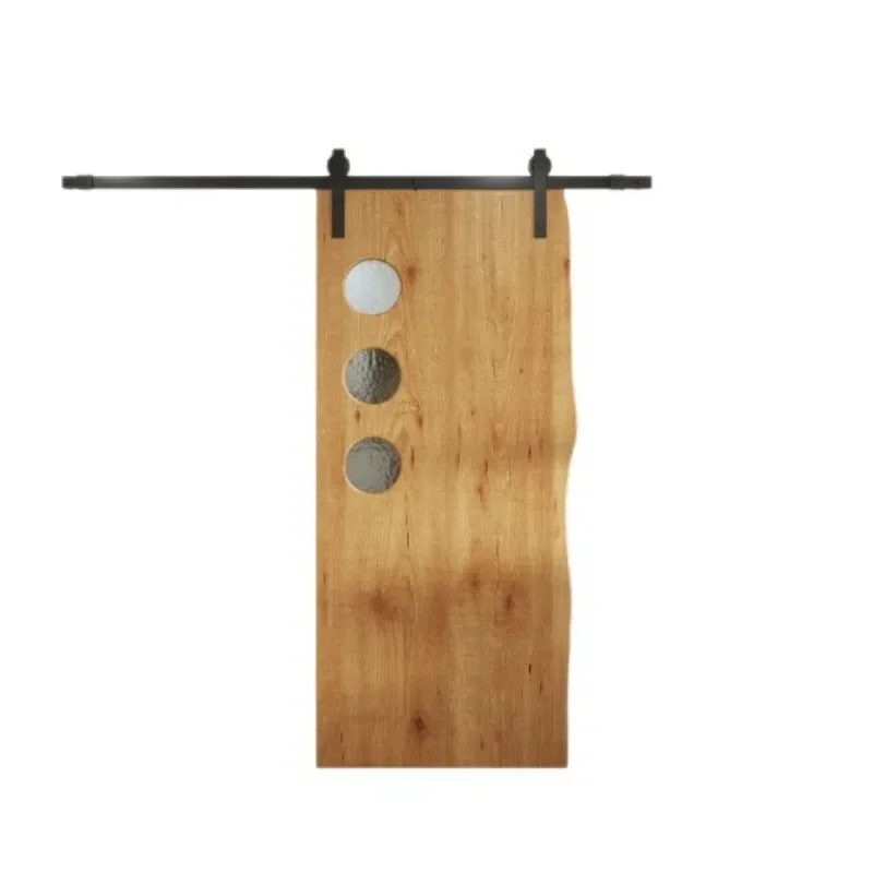 Retro Solid Wood Barn Door Sliding System Invisible Rail for Kitchen Bathroom Hardware Kit