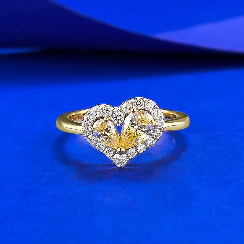 

Luxury Yellow High Carbon Diamond Rings for Women - 925 Sterling Silver Wedding Engagement Ring & Bridal Anniversary Jewelry