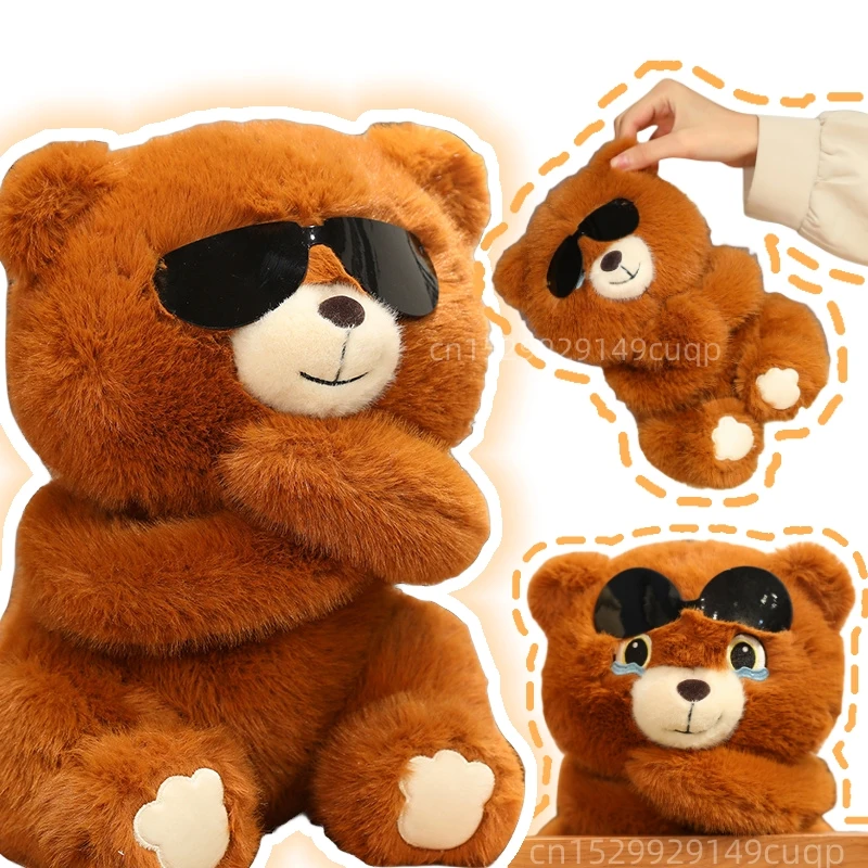 Fun Sunglasses Bear Plush Doll Hide Sad Tears With Sunglasses Plush Toy Pillow Super Soft Home Decor Gift For Boys And Girls