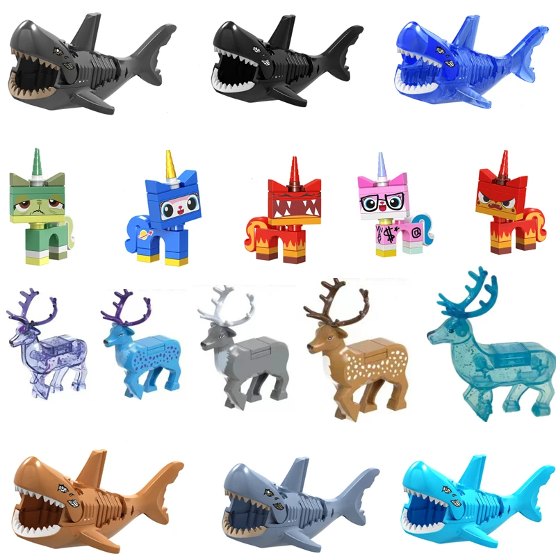 Education Building Bricks Compatible Blocks Animals World Shark Kitty Accessories Toys For Children Kids Toy Gifts  Series -35