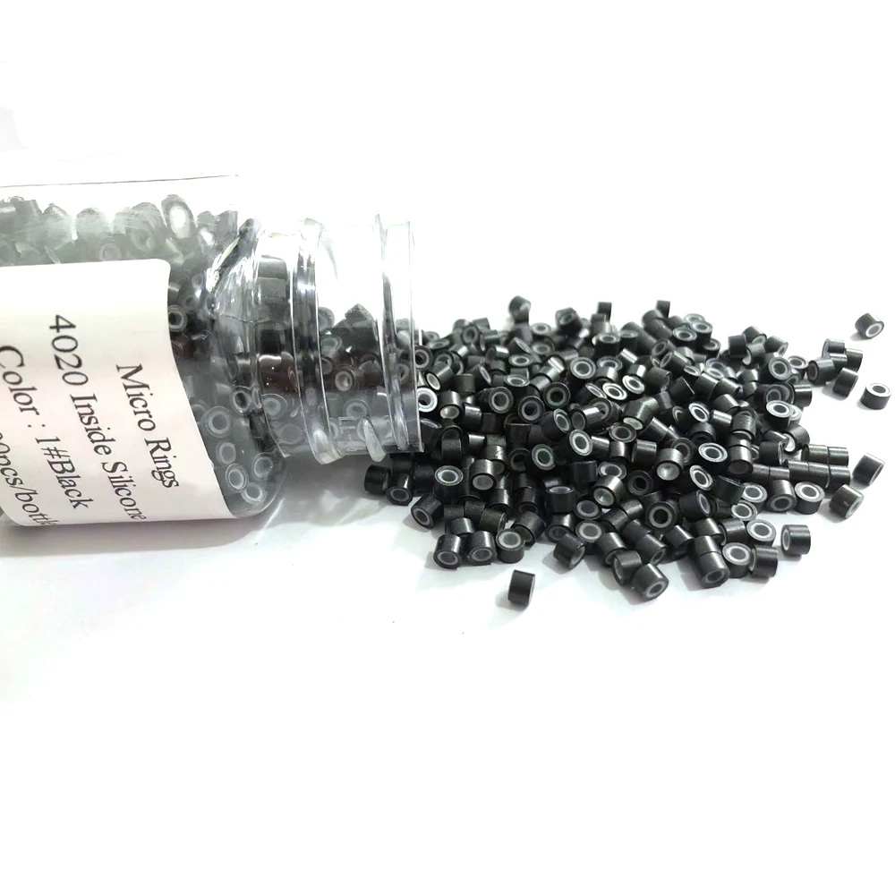 

1000 шт., микрокольца для наращивания волос, бусины 4 мм, бусины с силиконовой подкладкой для наращивания человеческих волос, инструмент-разноцветные