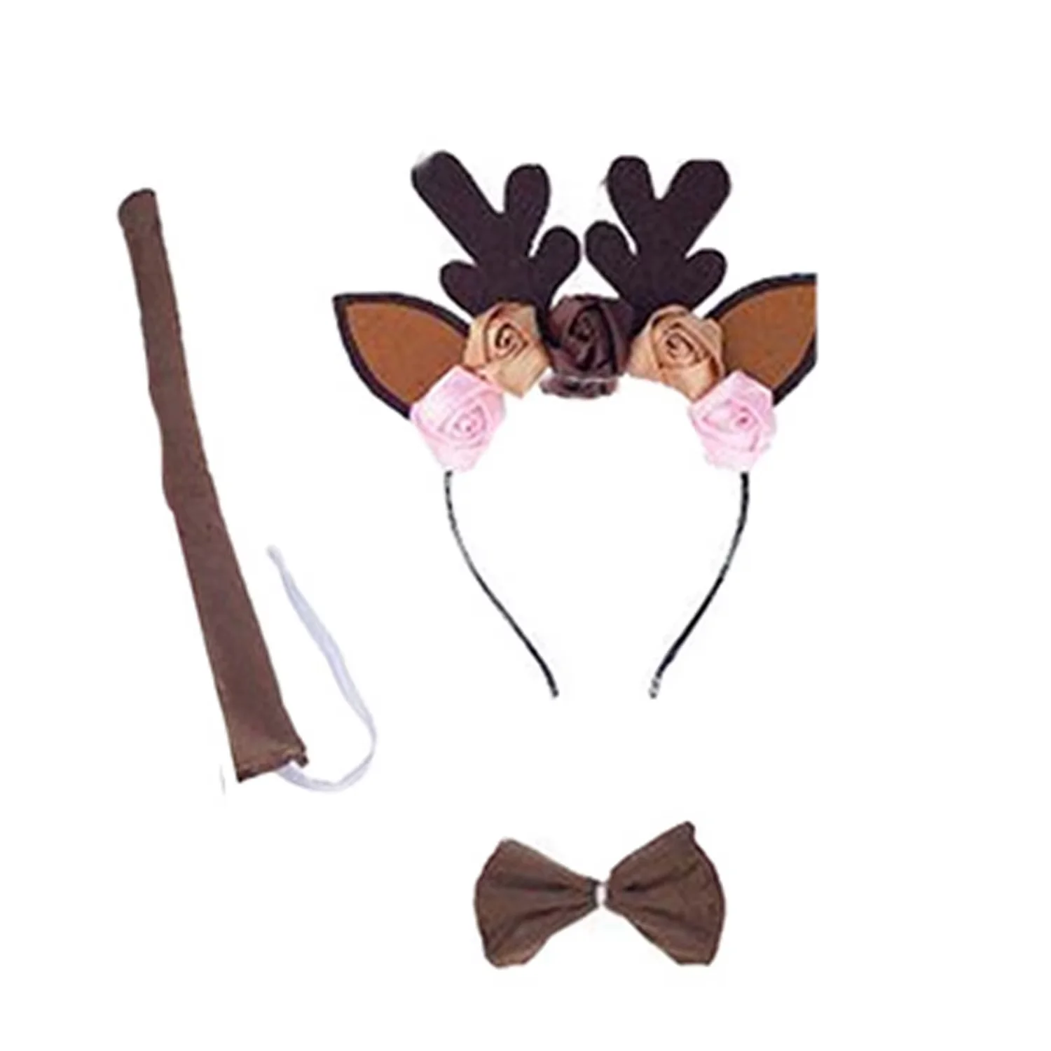 PESENAR Reindeer Costume for Women - Adult Deer Antlers Headband, Tail Tutu Skirt, Socks & Tie for Halloween, Christmas