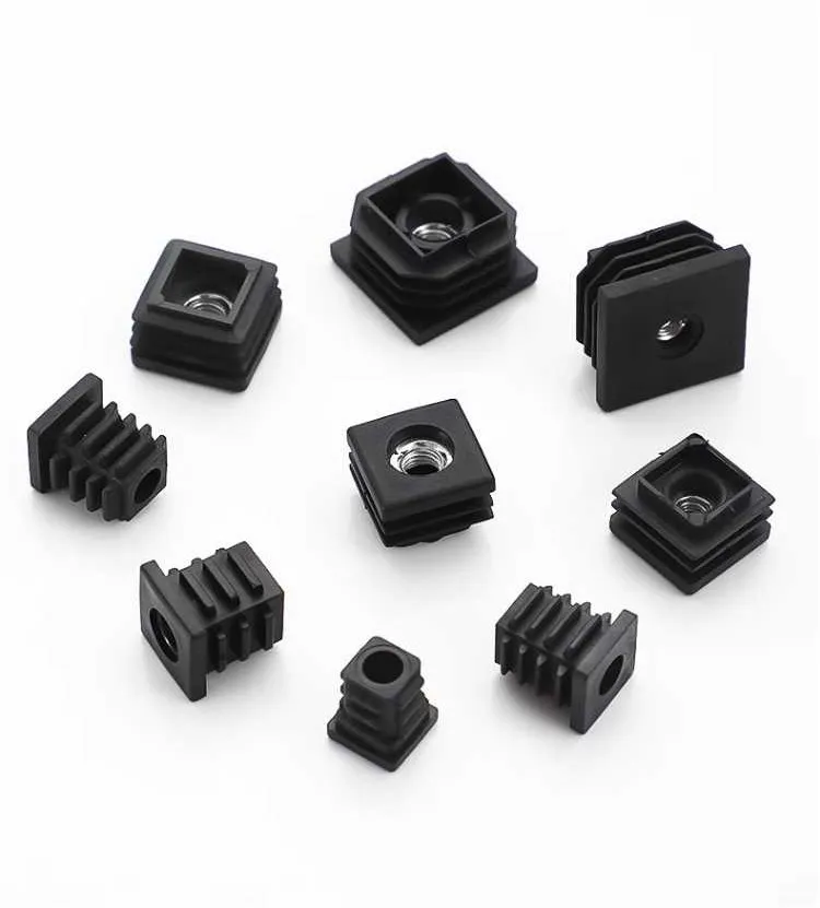 4/10Pcs M6 M8 M10 Black Square/Round Blanking End Caps Pipe Tube Plastic With Nut Hole Cover Furniture Leg Feet Tube Plug - view 3