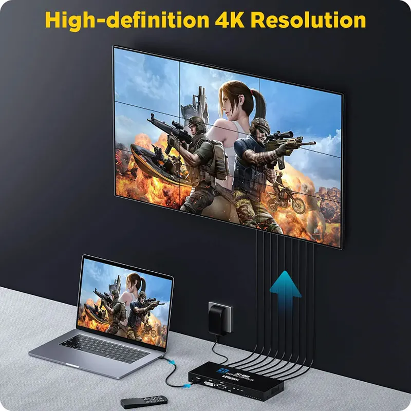 4K 3x3 DVI وحدة تحكم الفيديو الجدارية 1x3 1x4 2x3 2x4 Vs 1080P 2x2 HDMI-متوافق 2 3 4 TV معالج متعدد الشاشات جهاز ربط الفيديو