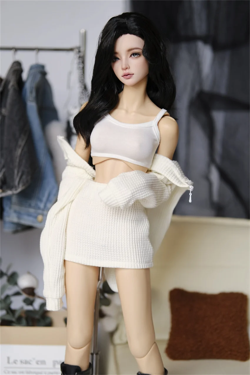 BJD Doll Clothes Girls Elegant 1/4 1/3 Hoodie Slip Dress Black White Gray Multi-color Set Cute Short Skirt Gift Doll Accessories