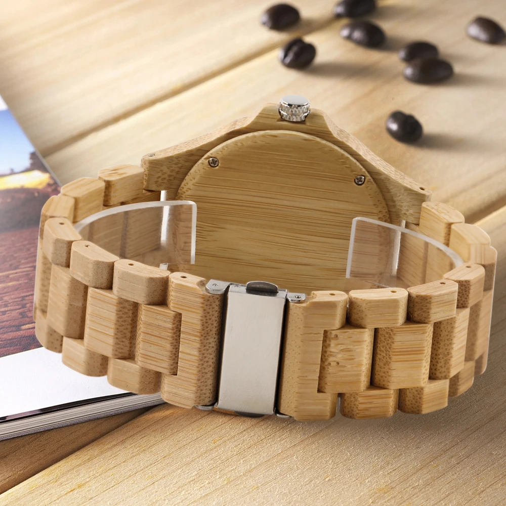 Classic Luxury Style Calendar Men's and Women's Wood Quartz Watch Khaki Fashion Business Street Fashion Accessories Wood Clock