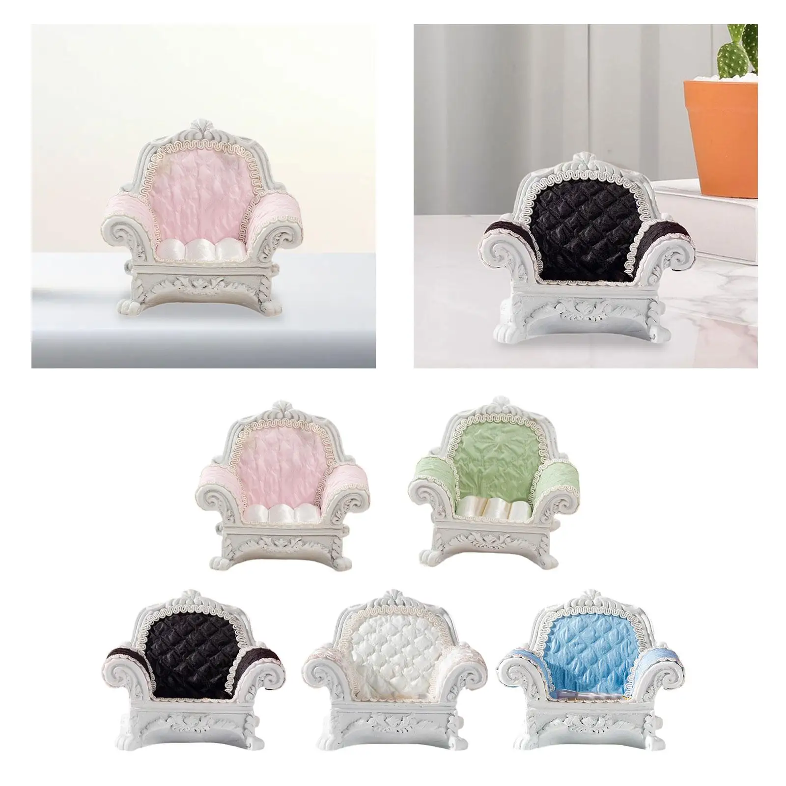 1:12 Doll House Luxury Single Sofa Miniature Resin and Fabric Realistic Fine Workmanship for Dollhouse Livingroom 3.9x3.3inch