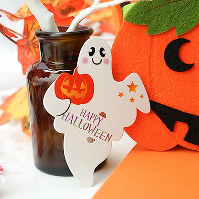 Halloween Kids Candy Package Card Creative Pumpkin Lollipop Holder Package Card Ghost Khost Kindergarten Gift Ghost Party Supply