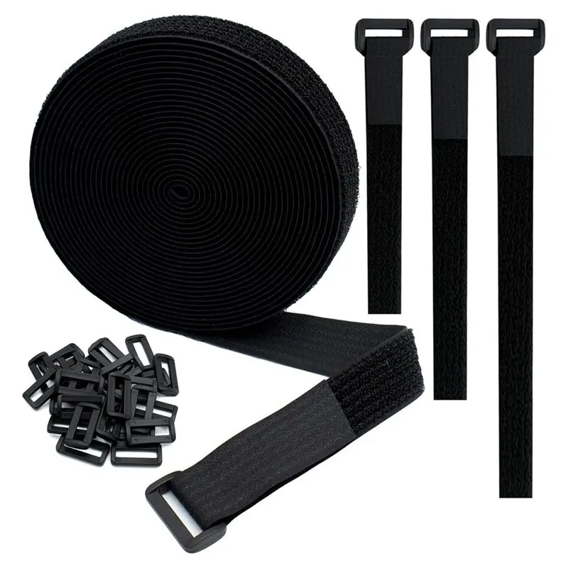 M12K-Adjustable 5M X 25Mm Cable Strap, Reusable Cinch Strap Hook And Loop Multi-Purpose Fastening Strap Kit, Strong Grip