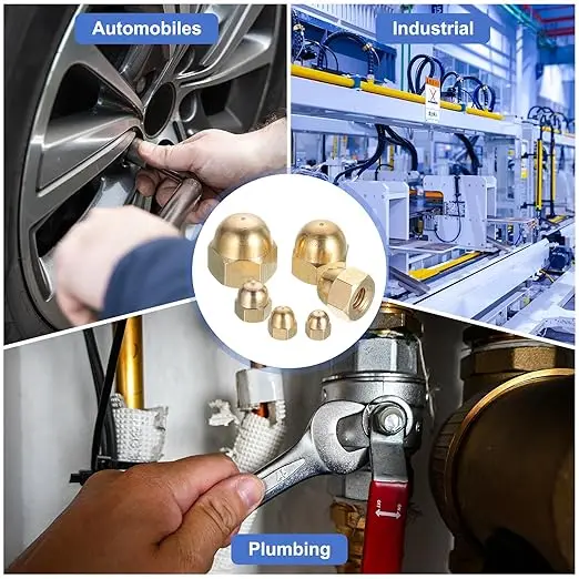 Leijiu M3~m20 Acorn Hex Cap Nuts Brass Dome Hex Decorative Cap Nuts For Screws Bolts Industrial Mechanical