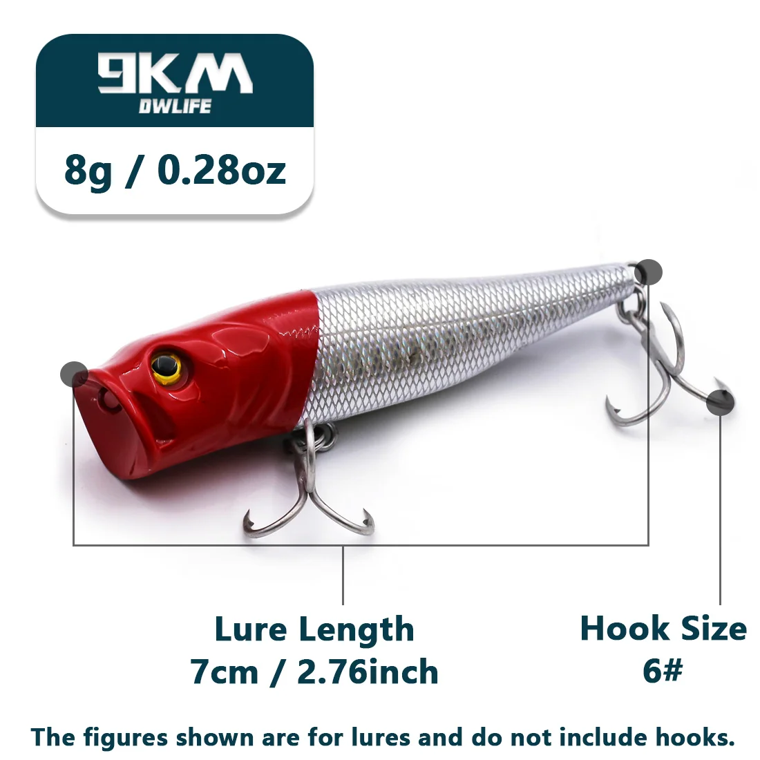 Popper Angelköder Salzwasser 7 ~ 9 cm Striper Hecht Lachs Köder Bass Topwater Angelköder Popper Angelstopfen mit Drillingen