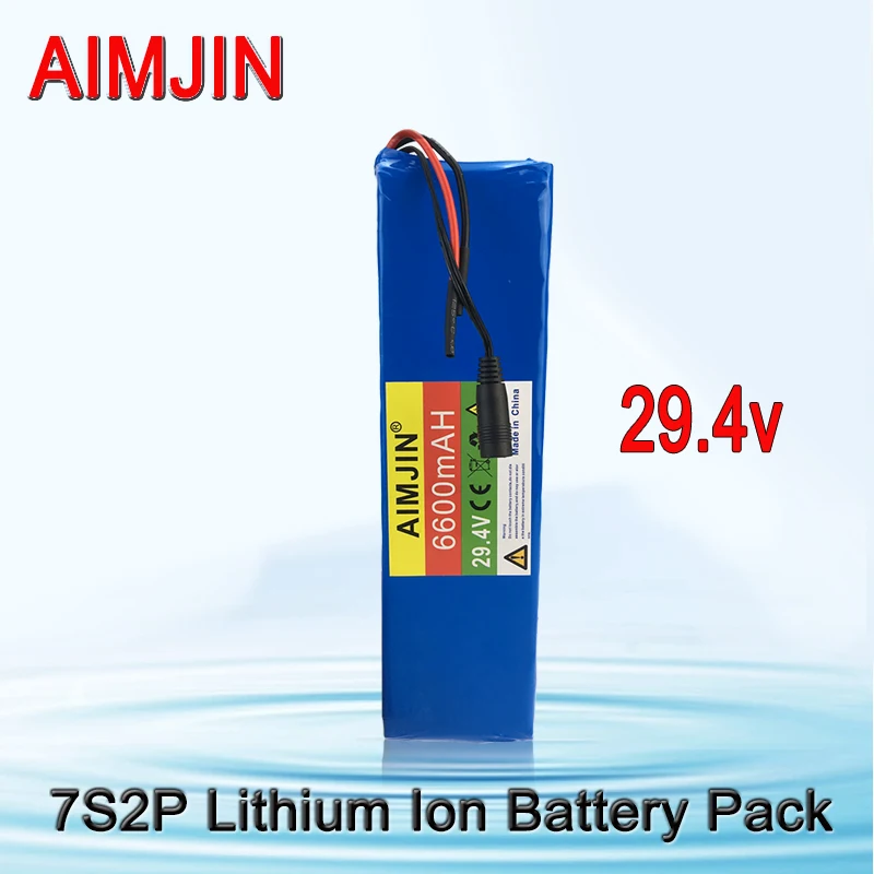 

29.4V 6600mAh Battery Pack 7S2P Rechargeable 18650 Lithium-ion Battery High Capacity Battery Built-in BMS