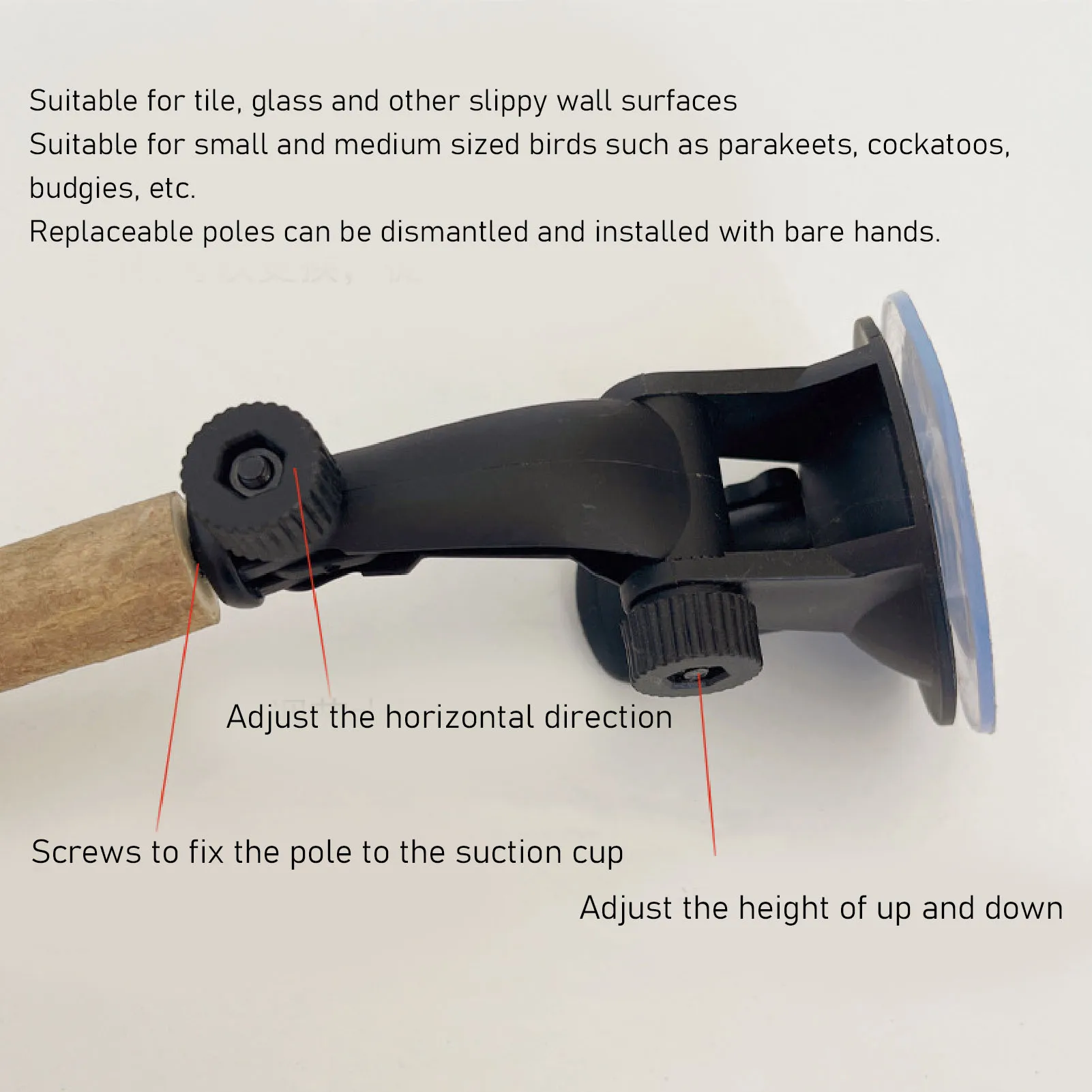 Wood Parrot Perch Prevent Slip Interactive Bird Window Perch Stand With Suction Cups For Small Medium Bird