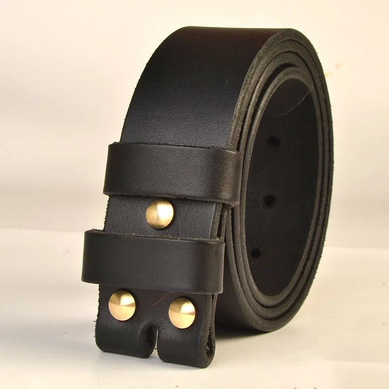 3.6Cm Breed Headless Pin Gesp Riem Strip Top Laag Rundleer Tien Jaar Niet Gebroken