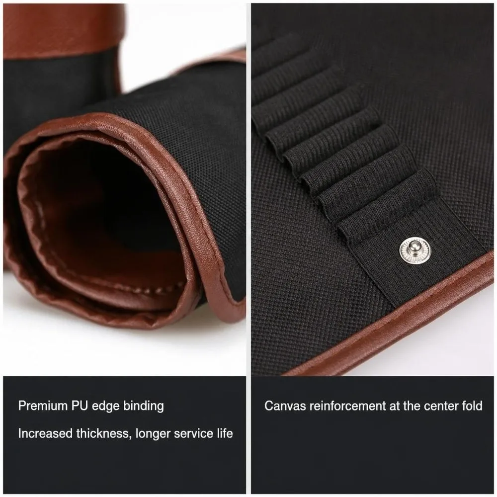 24/36/48/72 Slots Roll Up Pencil Case PU Leather Straps Design Colored Pencil Wrap Holder Large Capacity Pencil Pouch view 4